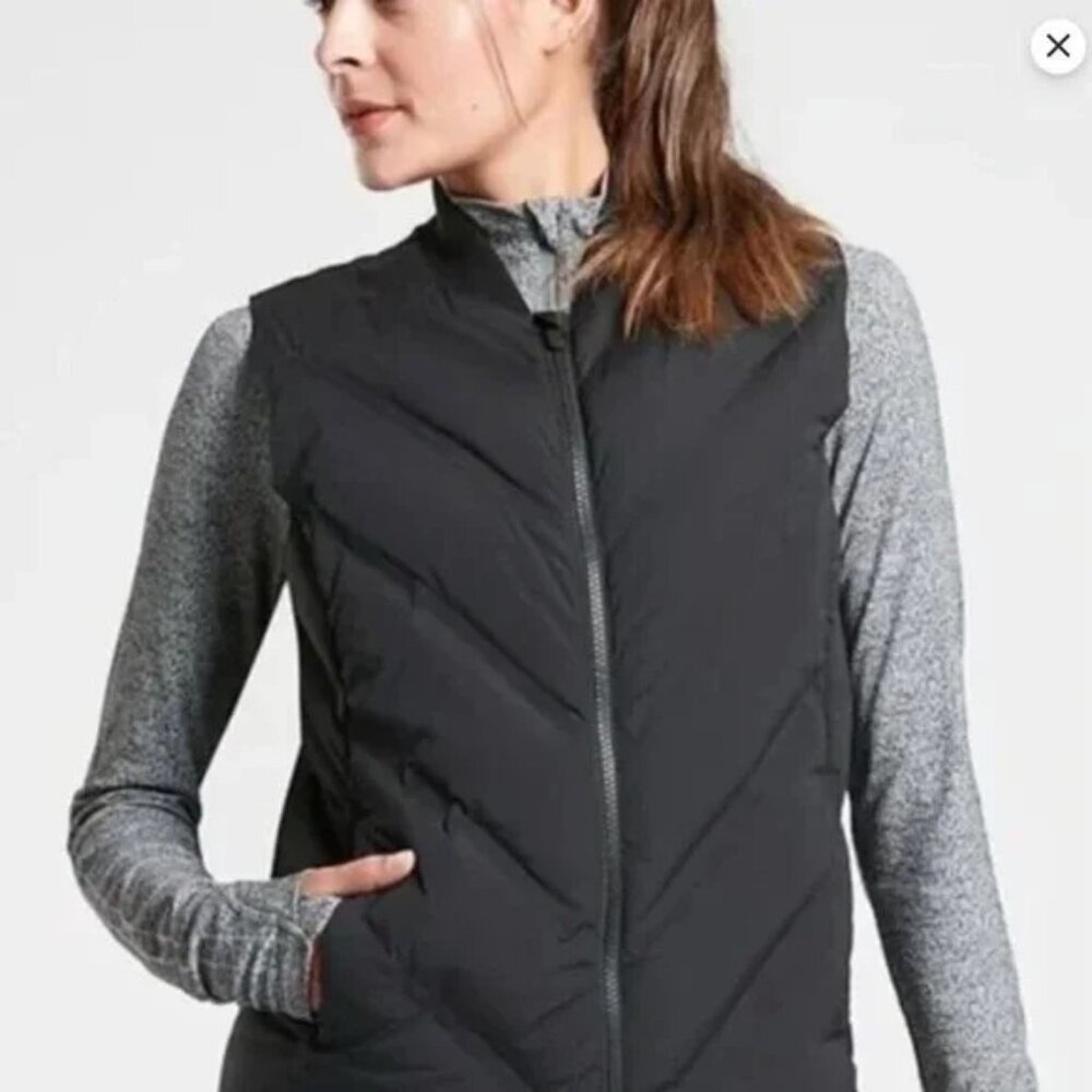 ATHLETA Women's  Inlet Down Vest - Black, Size Large - EUC
